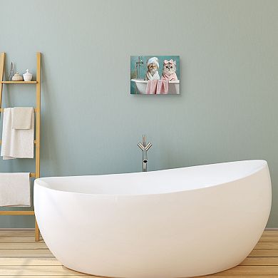 Bath Divas II 11 x 14 Cat Bathing Canvas Wall Art