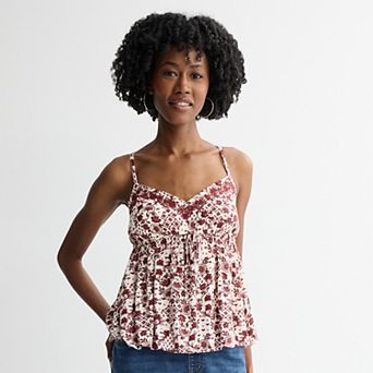 Juniors' Plus Size Pink Republic Woven Tank Top