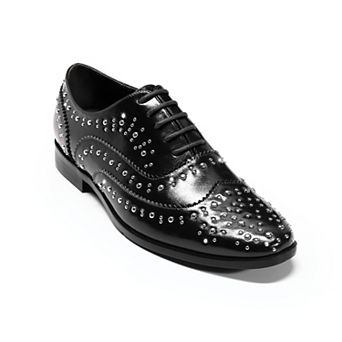 Men's Dress Shoes Studded Lace-Up Oxfords Pointed Toe Business Casual Formal Footwear