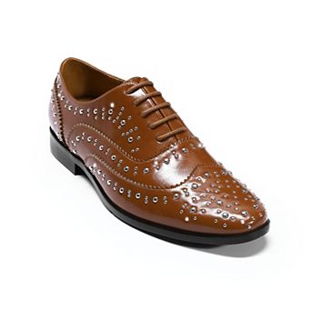 Men's Dress Shoes Studded Lace-Up Oxfords Pointed Toe Business Casual Formal Footwear