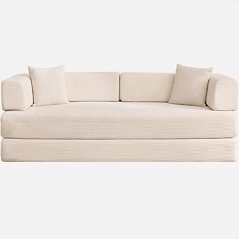 Convertible Sleeper Sofa Bed, 78.8" 5-in-1 Folding Floor Futon with Pillows, No-Assembly Couch Bed