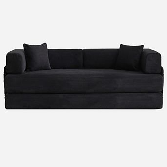 Convertible Sleeper Sofa Bed, 78.8" 5-in-1 Folding Floor Futon with Pillows, No-Assembly Couch Bed
