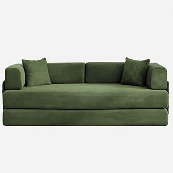 Convertible Sleeper Sofa Bed, 78.8" 5-in-1 Folding Floor Futon with Pillows, No-Assembly Couch Bed