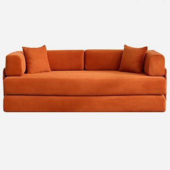 Convertible Sleeper Sofa Bed, 78.8" 5-in-1 Folding Floor Futon with Pillows, No-Assembly Couch Bed