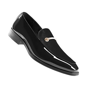 Men's Dress Loafers Luxury Velvet & Patent Leather Gold Buckle Slip-On Business Party