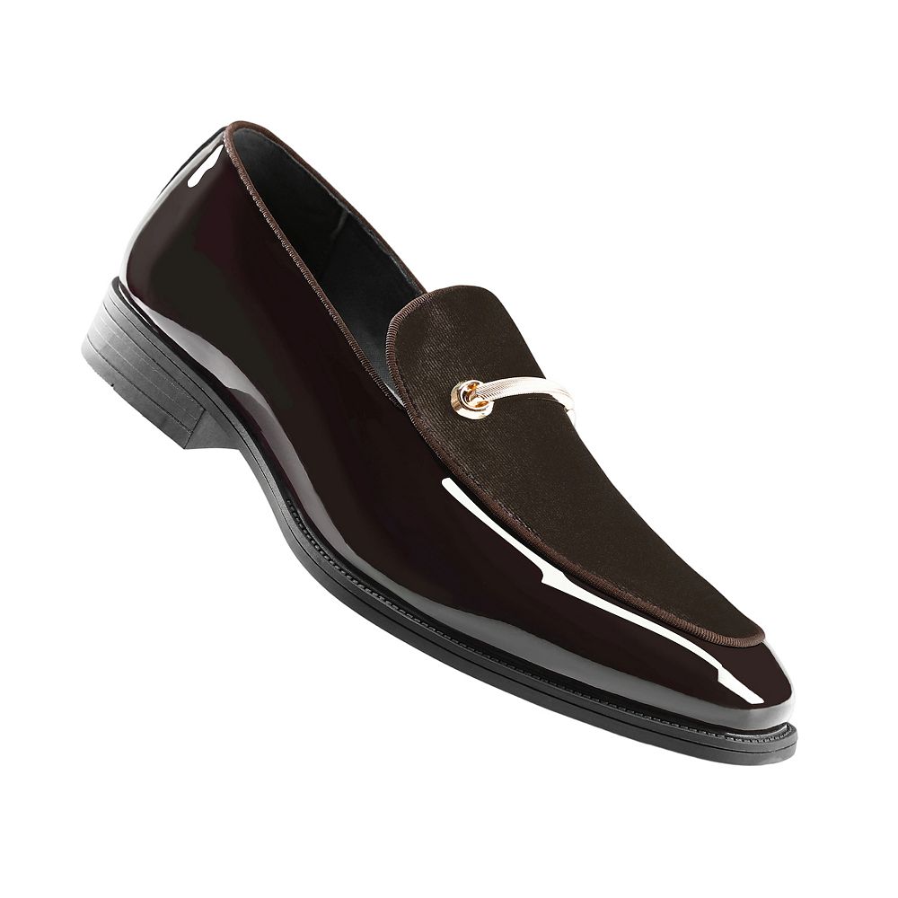 Men's Dress Loafers Luxury Velvet & Patent Leather Gold Buckle Slip-On  Business Party