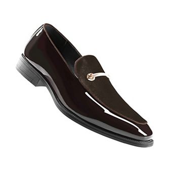 Men's Dress Loafers Luxury Velvet & Patent Leather Gold Buckle Slip-On Business Party
