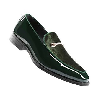 Men's Dress Loafers Luxury Velvet & Patent Leather Gold Buckle Slip-On Business Party
