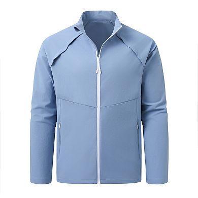 Men's Quick-Dry Athletic Jacket - Stretchy Breathable Workout Top with Pockets