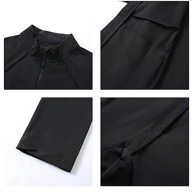 Men's Quick-Dry Athletic Jacket - Stretchy Breathable Workout Top with Pockets