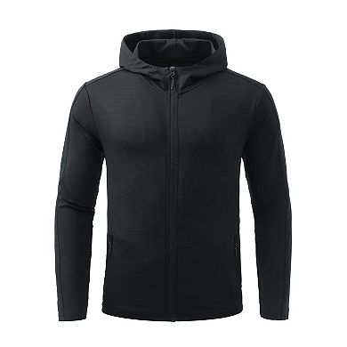 Men's Athletic Running Jacket Dry-Fit Full Zip Hooded with Pockets Workout Track