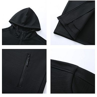 Men's Athletic Running Jacket Dry-Fit Full Zip Hooded with Pockets Workout Track