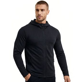 Men's Athletic Running Jacket Dry-Fit Full Zip Hooded with Pockets Workout Track