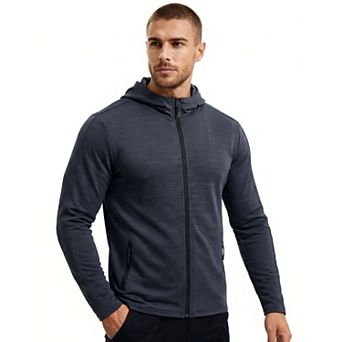 Men's Athletic Running Jacket Dry-Fit Full Zip Hooded with Pockets Workout Track