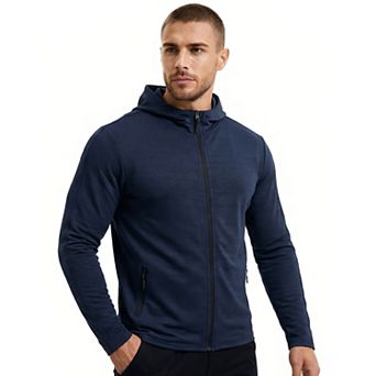Men's Athletic Running Jacket Dry-Fit Full Zip Hooded with Pockets Workout Track