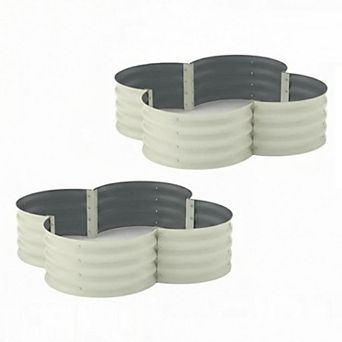 2-Pack Galvanized Raised Garden Beds 48x48x12 in Outdoor Planter Boxes w/ Open Base for Flowers