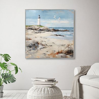 Lighthouse On Rocky Shore 35 x 35 Wall Art