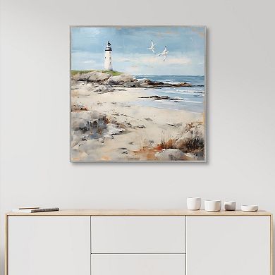 Lighthouse On Rocky Shore 35 x 35 Wall Art
