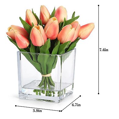 12 Pcs Artificial Tulips Flowers, for Vase, Home Kitchen Wedding Dining Table Decorations