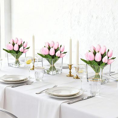 12 Pcs Artificial Tulips Flowers, for Vase, Home Kitchen Wedding Dining Table Decorations