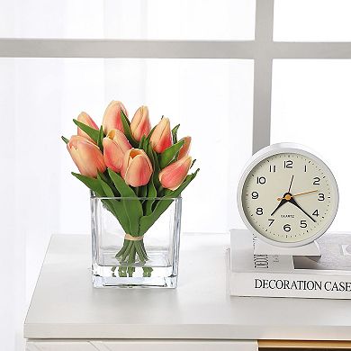 12 Pcs Artificial Tulips Flowers, for Vase, Home Kitchen Wedding Dining Table Decorations