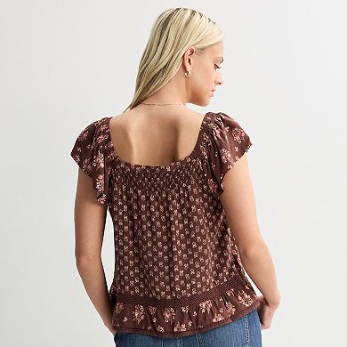 Juniors' Plus Size Pink Republic Woven Button Front Top