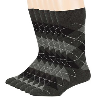 Mens Dress Socks Cotton 6 Pack Patterned Crew Lightweight Business Work Breathable Seamless Socks