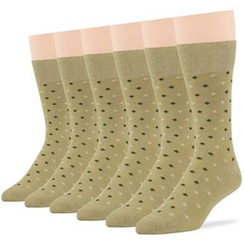 Mens Dress Socks Cotton 6 Pack Patterned Crew Lightweight Business Work Breathable Seamless Socks