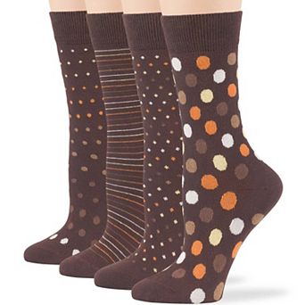Womens Socks Cotton Fun Crew 4 Pack Seamless Design with Colorful Novelty Patterns