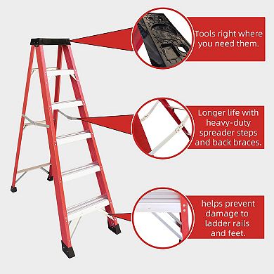 ELEMENT ACE Fiberglass Insulated Step Ladder for Electrical Engineering Safety