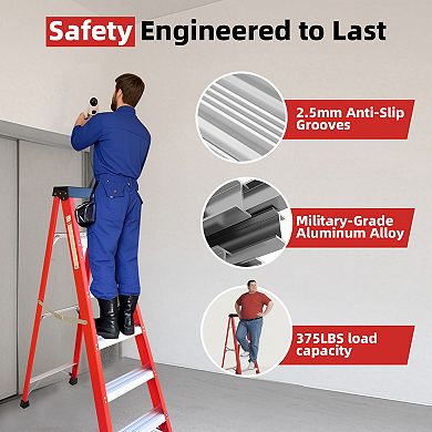 ELEMENT ACE Fiberglass Insulated Step Ladder for Electrical Engineering Safety