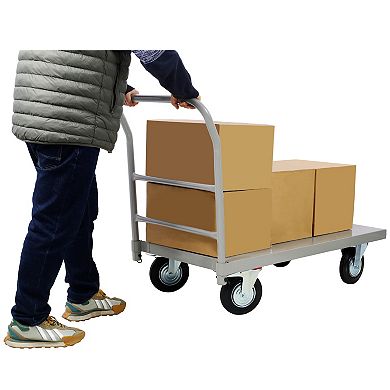 ELEMENT ACE Heavy Duty Industrial Flatbed Platform Truck with Wheels and Handle