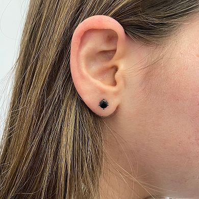 Sterling Silver Black Rhodium Plated Onyx Stud Earrings