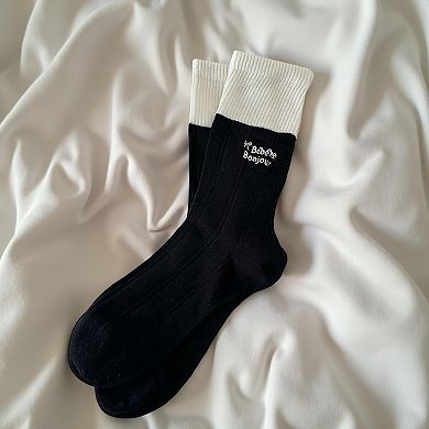 Women's 3-Pair Crew Sock Set Ribbed Knit Soft Stretch Comfortable Everyday Socks