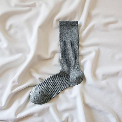 Women's Ribbed Knit Crew Socks 5 Pair Set Soft Stretch Mid Calf Everyday Comfort Socks