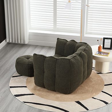 GOODSILO Premium Square Foam Filled Bean Bag Chair with Matching Ottoman for Lounge Relaxation