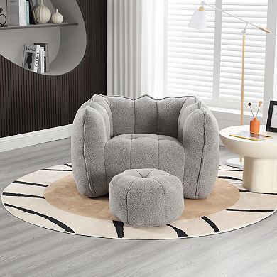 GOODSILO Premium Square Foam Filled Bean Bag Chair with Matching Ottoman for Lounge Relaxation