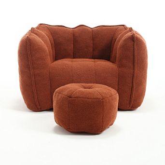 GOODSILO Premium Square Foam Filled Bean Bag Chair with Matching Ottoman for Lounge Relaxation