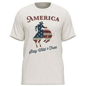 Men's America Cowboy Stay Wild & Free Graphic Tee