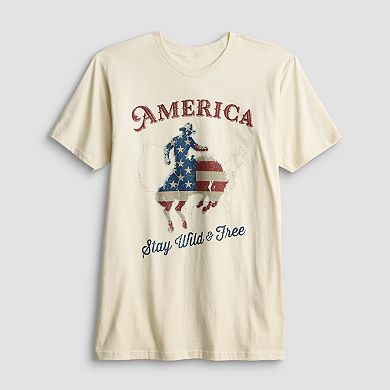 Men's America Cowboy Stay Wild & Free Graphic Tee