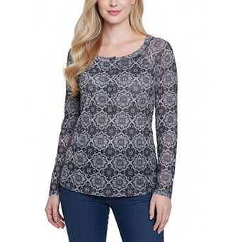 Long Raglan Sleeve Mesh Top