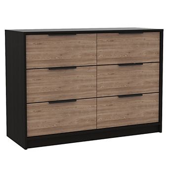 Egeo 4 Drawers - 2 Cabinet with door Dresser, Superior Top, Black / Pine