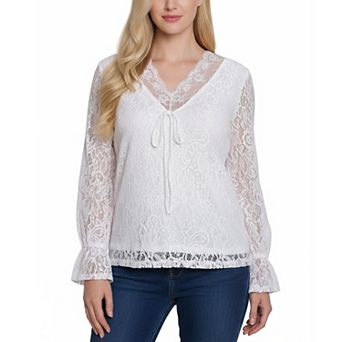 Long Bell Sleeve Lace Blouse