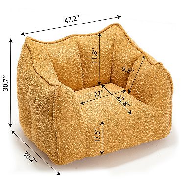 GOODSILO Super Soft Chenille Beanbag Sofa Chair with High-Resilience Foam for Living Rooms