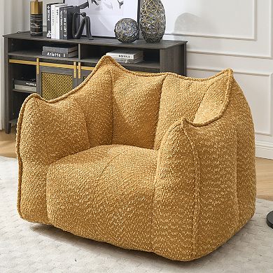 GOODSILO Super Soft Chenille Beanbag Sofa Chair with High-Resilience Foam for Living Rooms