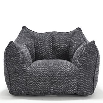 GOODSILO Super Soft Chenille Beanbag Sofa Chair with High-Resilience Foam for Living Rooms