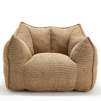 GOODSILO Super Soft Chenille Beanbag Sofa Chair with High-Resilience Foam for Living Rooms