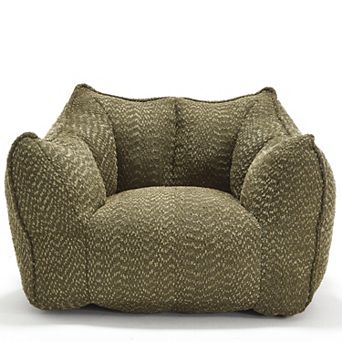 GOODSILO Super Soft Chenille Beanbag Sofa Chair with High-Resilience Foam for Living Rooms