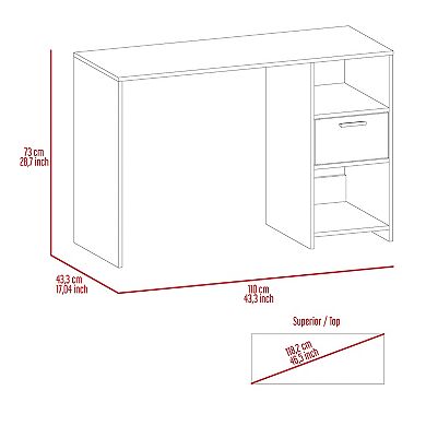 Naxos Computer Desk with 1-Drawer and 2-Open Storage Shelves