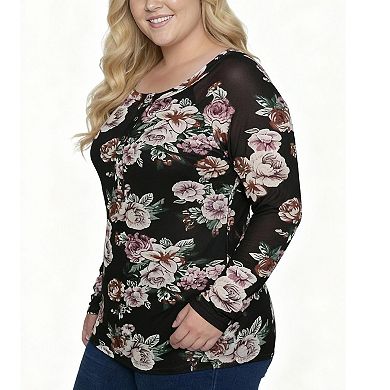 Plus Long Raglan Sleeve Mesh Top